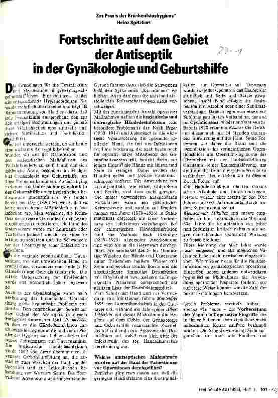 Vorschauseite 1: Fortschritte auf dem Gebiet der Antiseptik in der Gynäkologie und Geburtshilfe