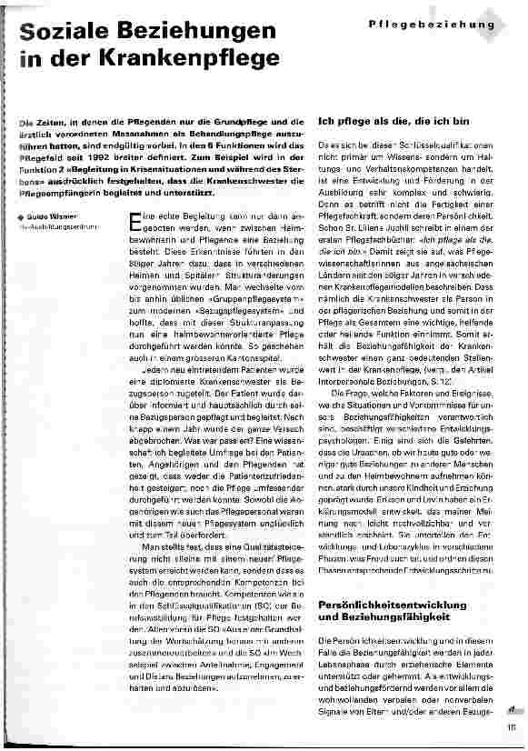 Vorschauseite 1: Soziale Beziehungen in der Krankenpflege