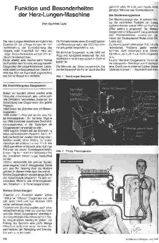 Vorschauseite 1: Funktion und Besonderheiten der Herz-Lungen-Maschine