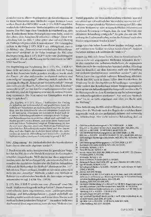 Vorschauseite 3: BSG zur Abrechenbarkeit von neuen Untersuchungsund Behandlungsmethoden nach § 137c SGB V