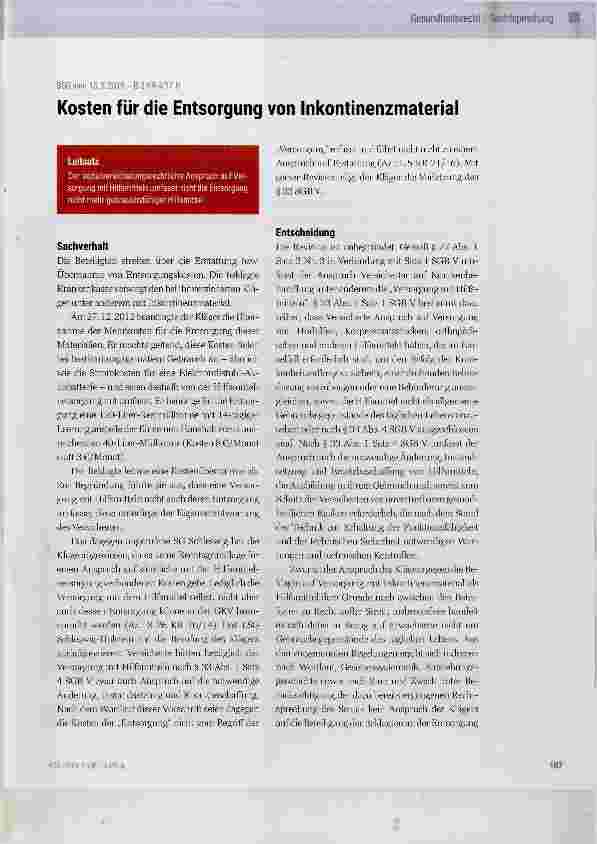 Vorschauseite 1: Kosten für die Entsorgung von Inkontinenzmaterial