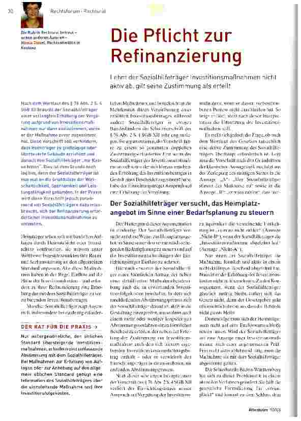 Vorschauseite 1: Die Pflicht zur Refinanzierung