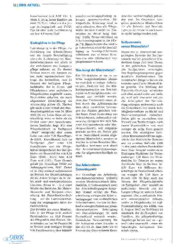 Vorschauseite 2: Der Mindestlohn - Gefahr für Arbeitsplätze oder Chance für die Pflegenden?