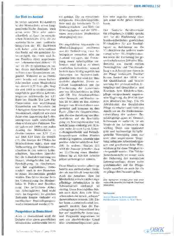 Vorschauseite 3: Der Mindestlohn - Gefahr für Arbeitsplätze oder Chance für die Pflegenden?
