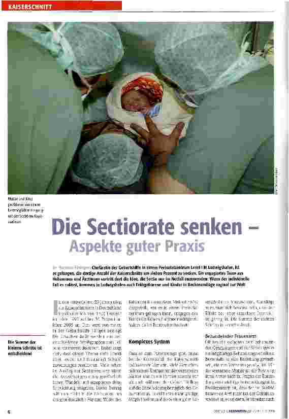 Vorschauseite 1: Die Sectiorate senken - Aspekte guter Praxis
