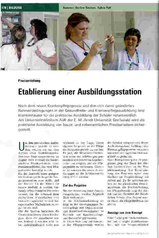 Vorschauseite 1: Etablierung einer Ausbildungsstation