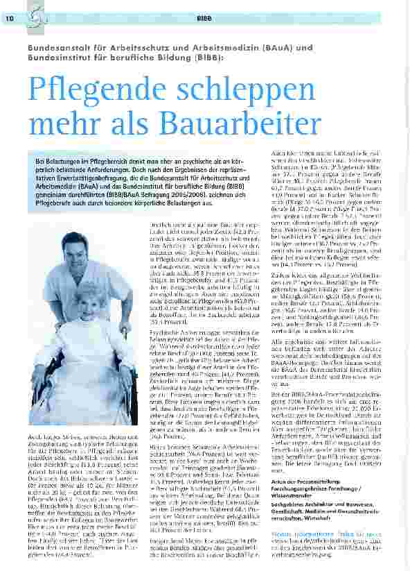 Vorschauseite 1: Pflegende schleppen mehr als Bauarbeiter