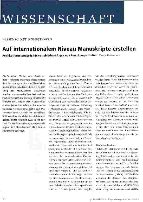 Vorschauseite 1: Auf internationalem Niveau Manuskripte erstellen