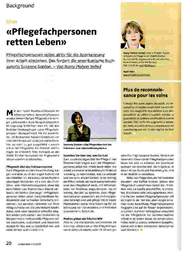 Vorschauseite 1: Pflegefachpersonen retten Leben
