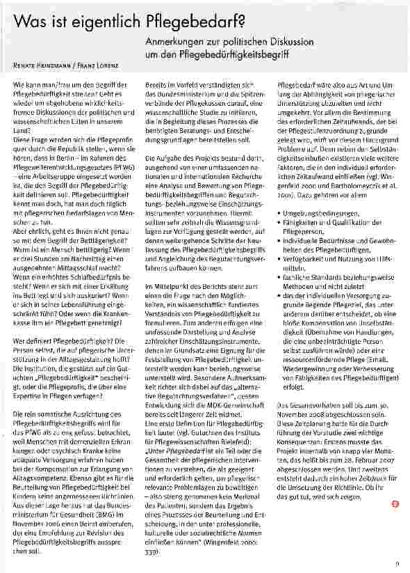 Vorschauseite 1: Was ist eigentlich Pflegebedarf?