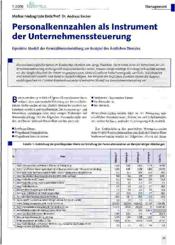 Vorschauseite 1: Personalkennzahlen als Instrument der Unternehmenssteuerung