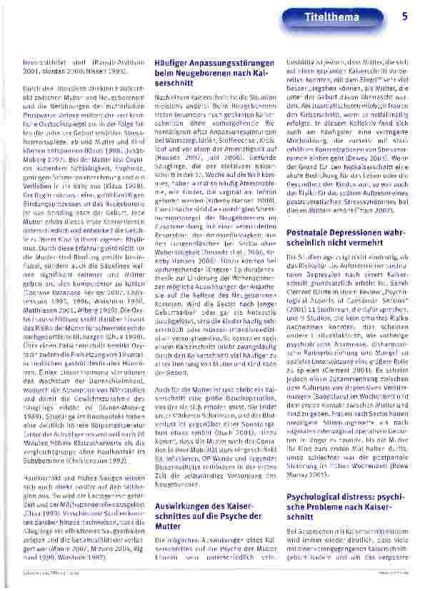 Vorschauseite 2: Auswirkungen des Kaiserschnittes auf Bonding, Psyche der Mutter, Mutter-Kind-Bindung und Stillen