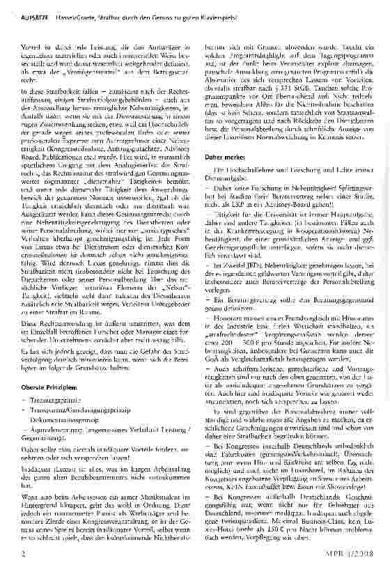 Vorschauseite 2: Strafbar durch den Genuss zu guten Klavierspiels?Aktuelles zur Korruptionsbekämpfung im öffentlichen Gesundheitswesen