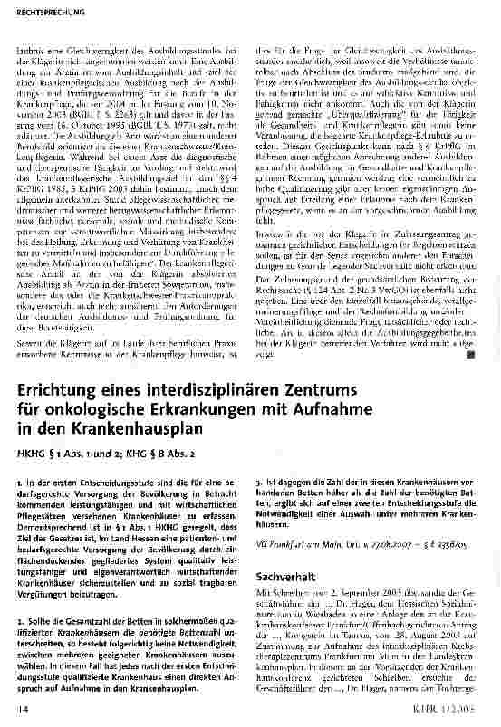 Vorschauseite 2: Keine Gleichwertigkeit einer Ausbildung als Ärztin in der früheren UdSSR mit einer krankenpflegerischen Ausbildung