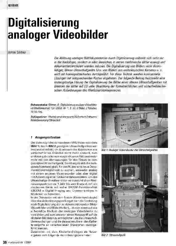 Vorschauseite 1: Digitalisierung analoger Videobilder
