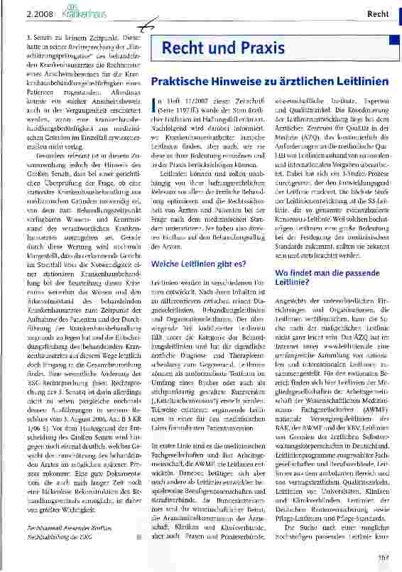 Vorschauseite 1: Praktische Hinweise zu ärztlichen Leitlinien