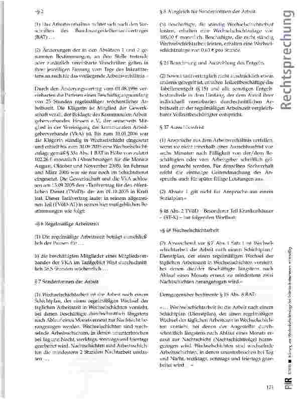 Vorschauseite 2: Kürzung von Wechselschichtzulage bei Teilzeitarbeitnehmern rechtmäßig
