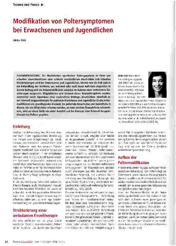Vorschauseite 1: Modifikation von Poltersymptomen bei Erwachsenen und Jugendlichen