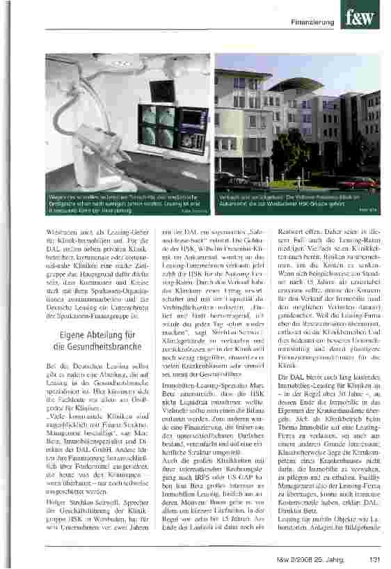 Vorschauseite 2: Leasing-Branche umwirbt Kliniken
