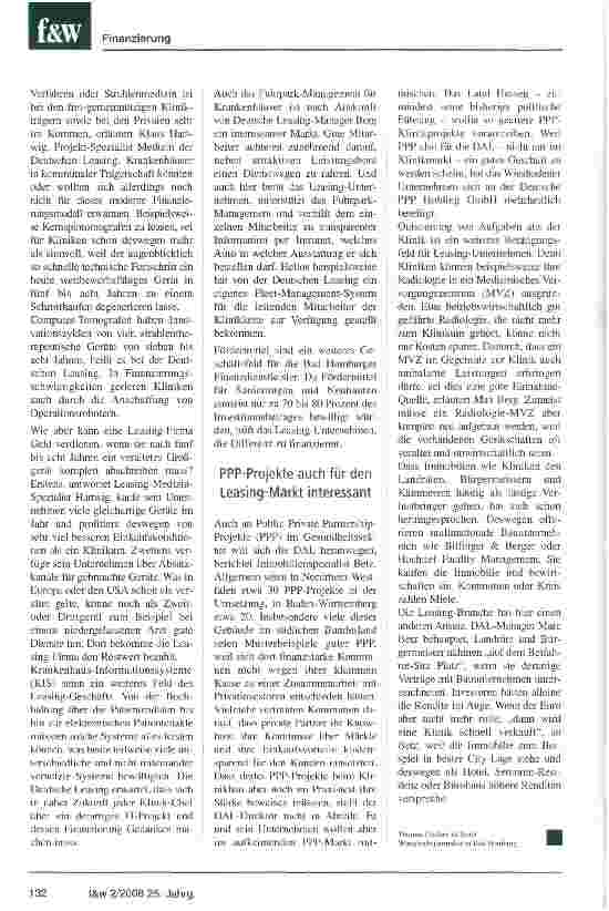 Vorschauseite 3: Leasing-Branche umwirbt Kliniken