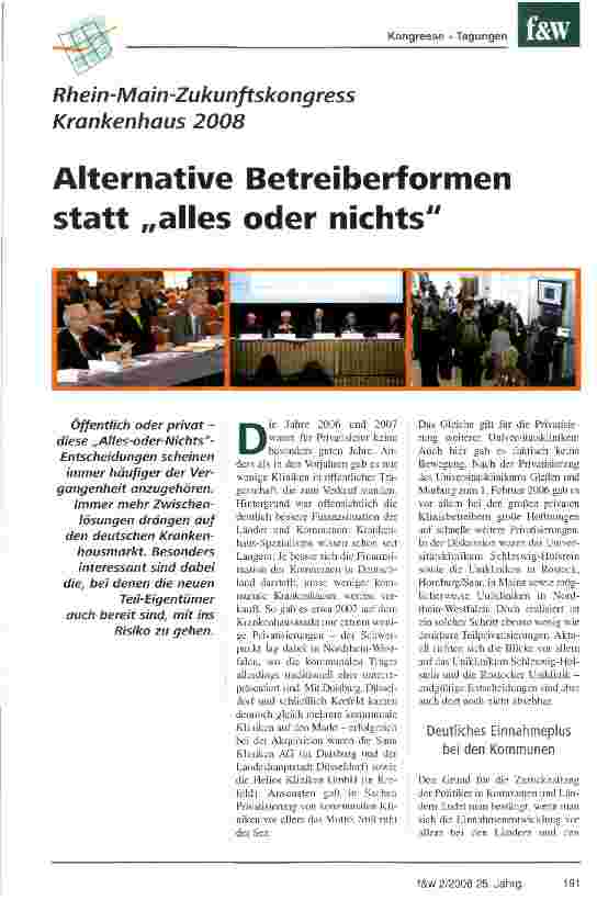Vorschauseite 1: Alternative Betreiberformen statt alles oder nichts