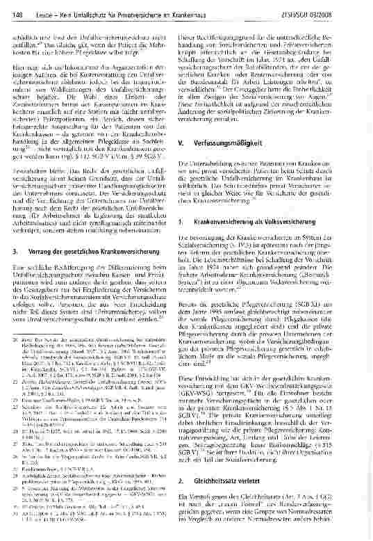 Vorschauseite 3: Kein Unfallschutz für Privatversicherte im Krankenhaus - ist dieser Umstand verfassungsgemäß?