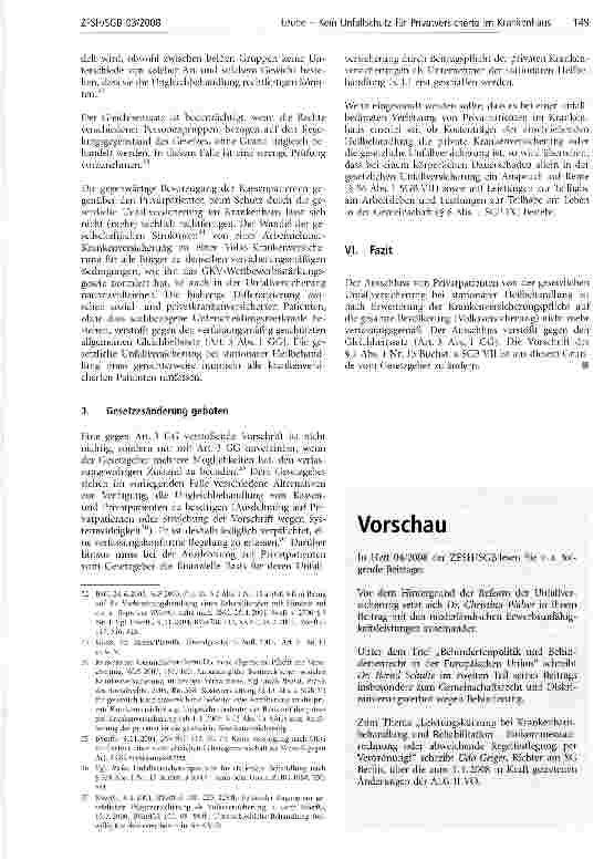 Vorschauseite 4: Kein Unfallschutz für Privatversicherte im Krankenhaus - ist dieser Umstand verfassungsgemäß?