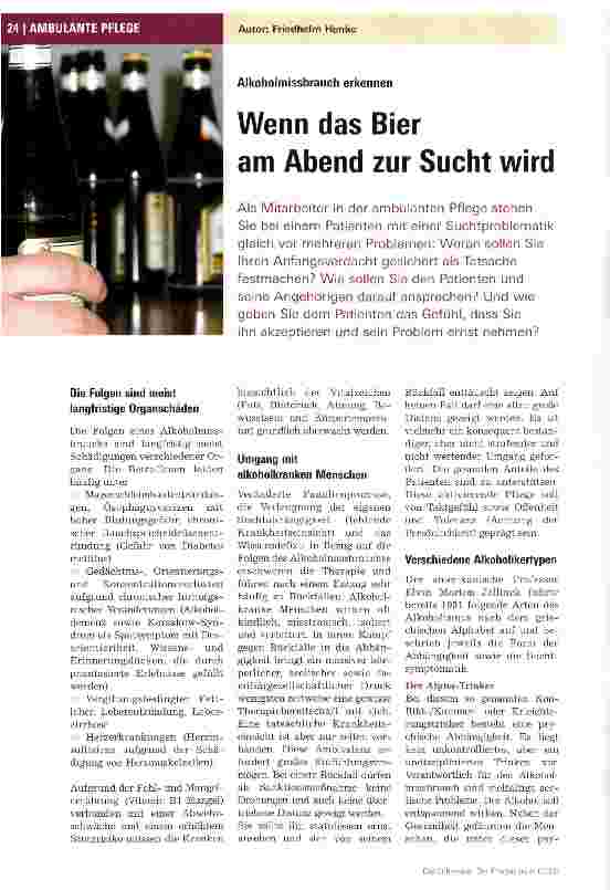 Vorschauseite 1: Wenn das Bier am Abend zur Sucht wird