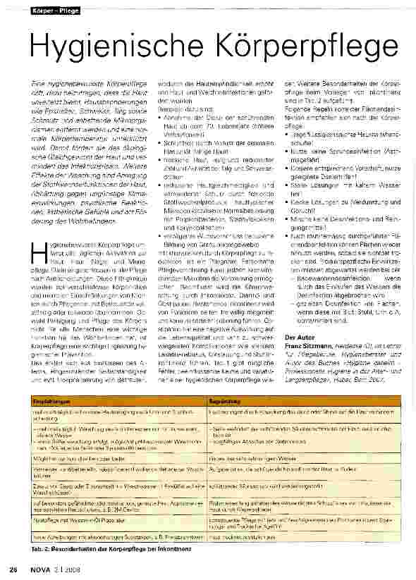 Vorschauseite 1: Hygienische Körperpflege