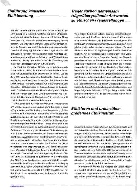 Vorschauseite 2: Vom Ethikkomitee zu Ethikprojekten