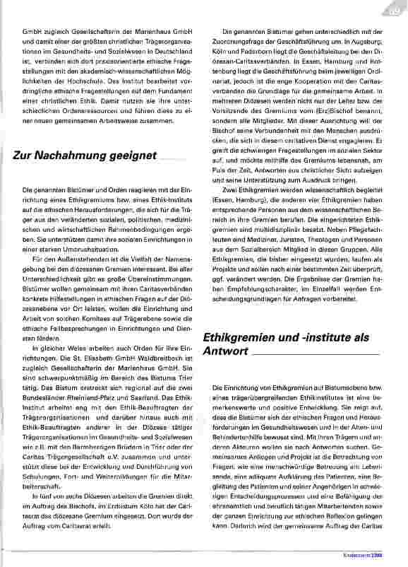 Vorschauseite 5: Vom Ethikkomitee zu Ethikprojekten