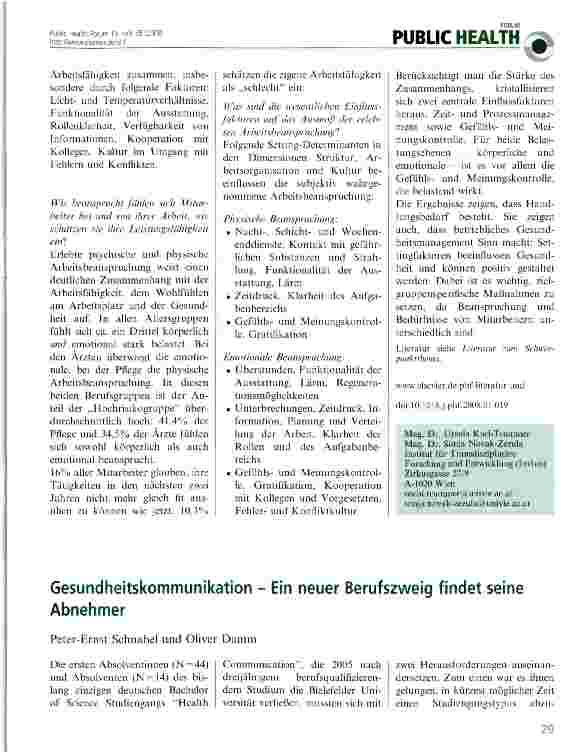 Vorschauseite 2: Evidence for Action: Gesundheit von Mitarbeitern im Krankenhaus