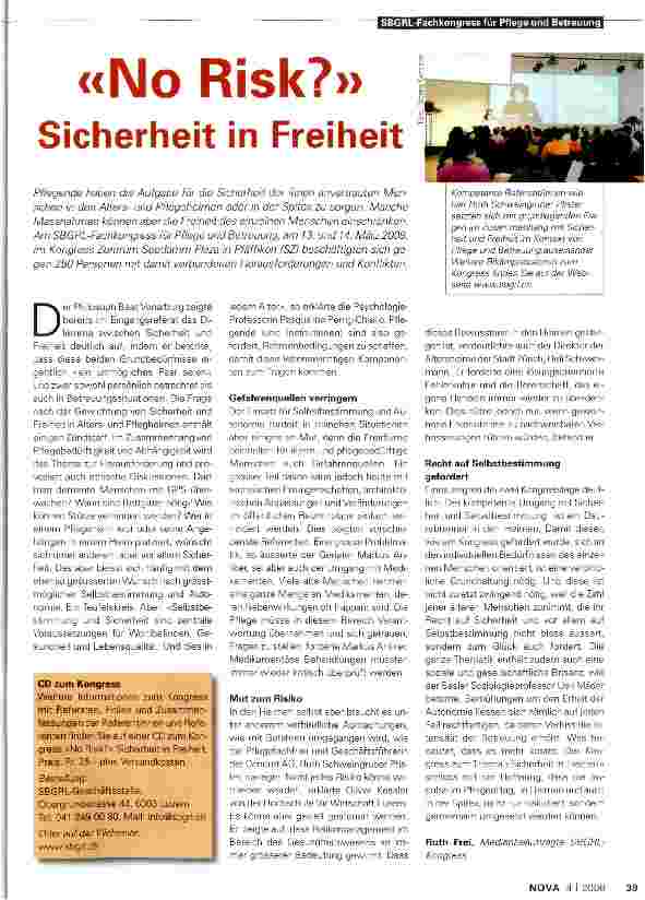 Vorschauseite 1: No Risk? Sicherheit in Freiheit