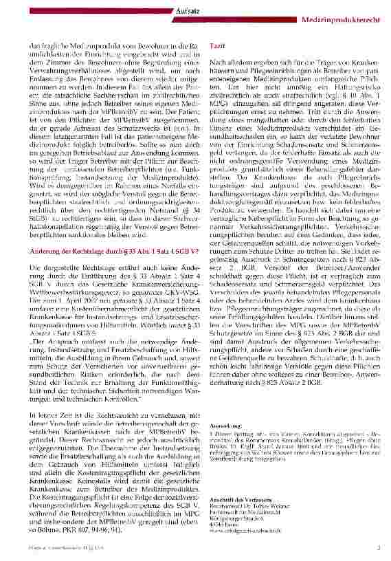 Vorschauseite 4: Patienteneigene Medizinprodukte ein Haftungsrisiko! ?