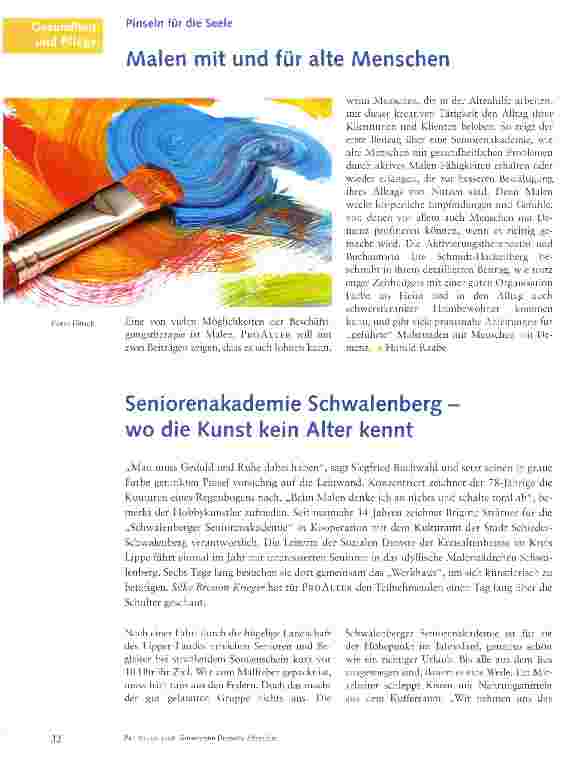 Vorschauseite 1: Seniorenakademie Schwalenberg -wo die Kunst kein Alter kennt
