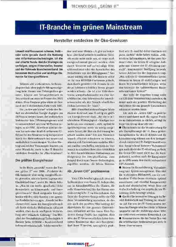 Vorschauseite 1: IT-Branche im grünen Mainstream