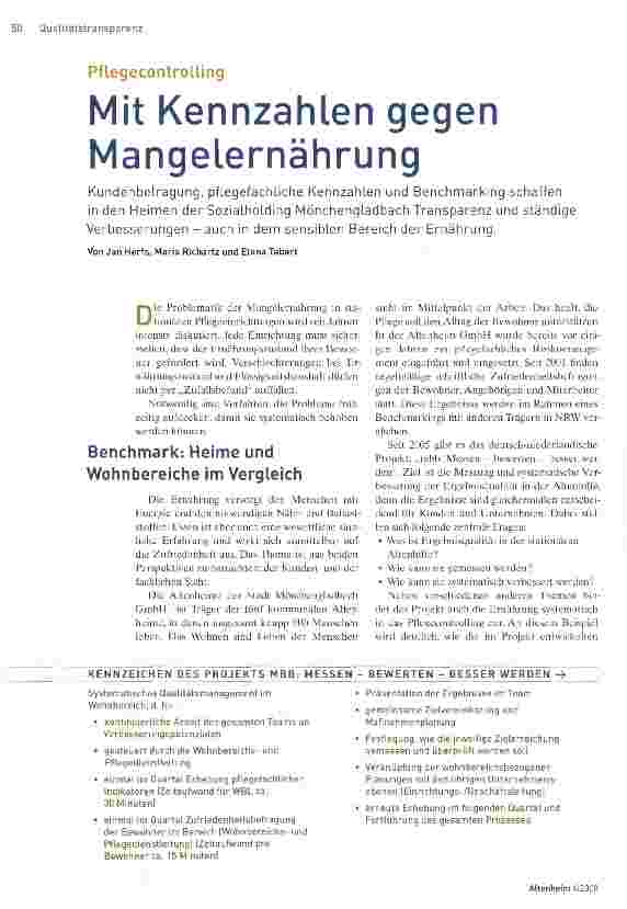 Vorschauseite 1: Mit Kennzahlen gegen Mangelernährung