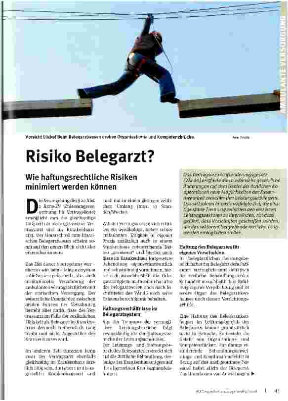 Vorschauseite 1: Risiko Belegarzt?