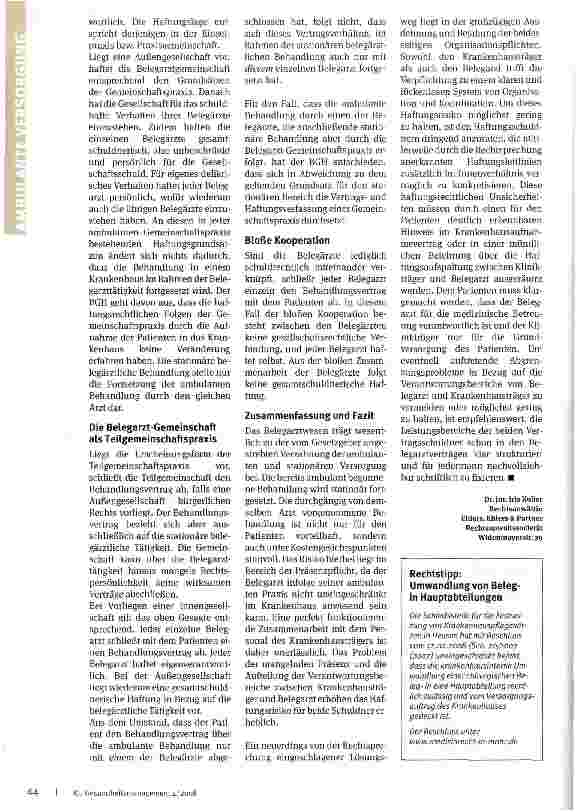 Vorschauseite 4: Risiko Belegarzt?