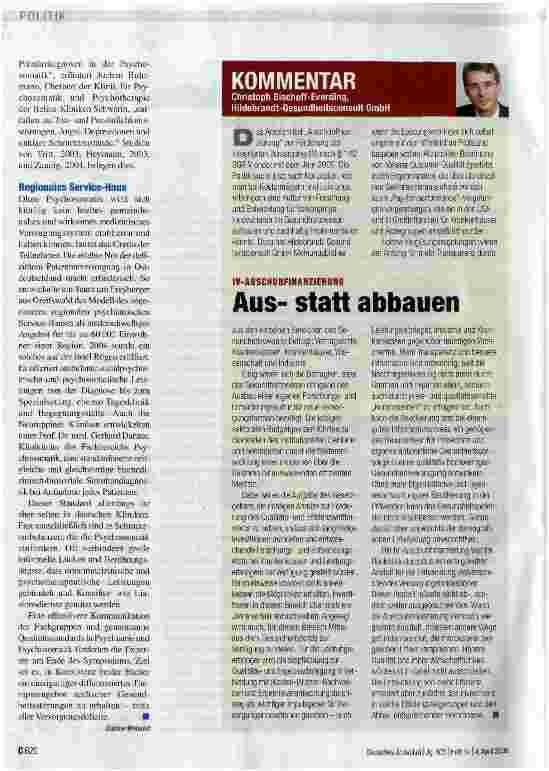 Vorschauseite 2: Psychosomatik ist keine „Psychiatrie light