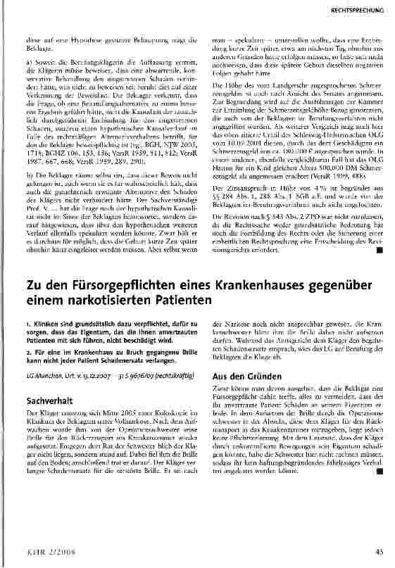 Vorschauseite 5: Zur Pflicht der Aufklärung einer Schwangeren durch den Geburtshelfer