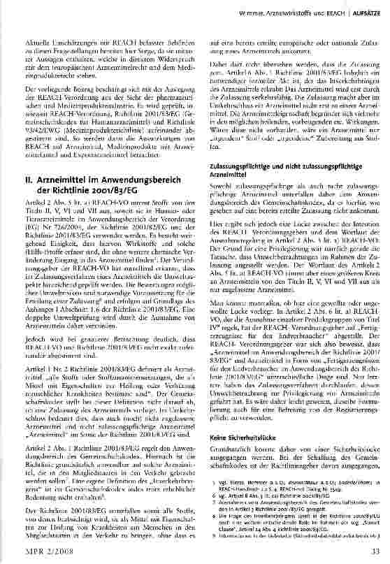 Vorschauseite 2: Arzneiwirkstoffe und REACH: Unter Umständen doch betroffen?