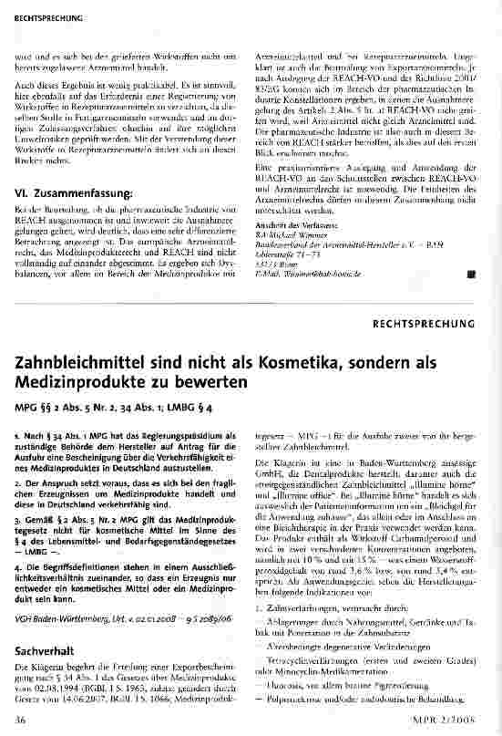 Vorschauseite 5: Arzneiwirkstoffe und REACH: Unter Umständen doch betroffen?