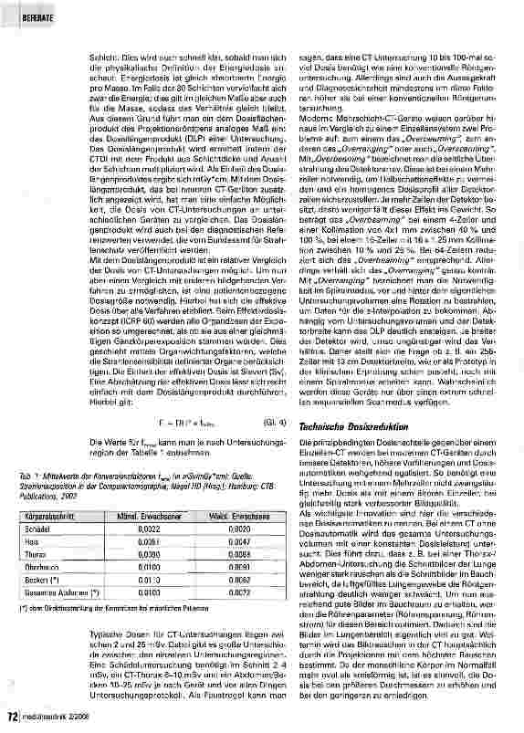 Vorschauseite 6: Computertomographie -Technik und Strahlenexposition