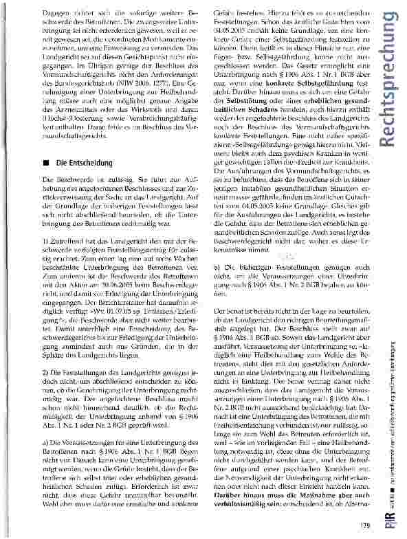 Vorschauseite 2: Zur Bestimmtheit einer auf Heilbehandlung gestützten Unterbringung