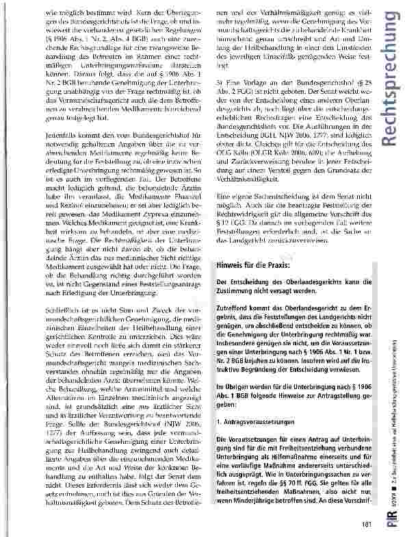 Vorschauseite 4: Zur Bestimmtheit einer auf Heilbehandlung gestützten Unterbringung