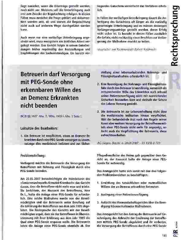 Vorschauseite 6: Zur Bestimmtheit einer auf Heilbehandlung gestützten Unterbringung