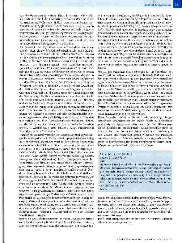 Vorschauseite 2: Wie können sich pflegerische Beziehungen auf aggressives Verhalten von Patienten auswirken? Teil 1 Einführung in das Thema Aggression und Pflege