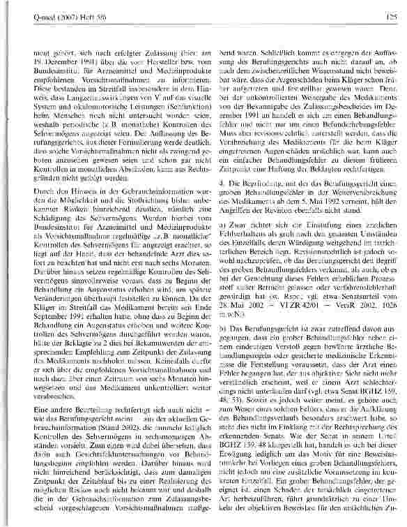 Vorschauseite 5: Zur Arzthaftung wegen Behandlungsund Aufklärungsfehlern im Zusammenhang mit einem Heilversuch mit einem neuen, erst im Laufe der Behandlung zugelassenen Arzneimittel