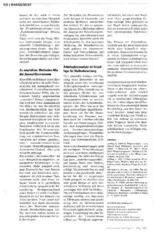 Vorschauseite 2: Die richtige Personalauswahl - aber wie?